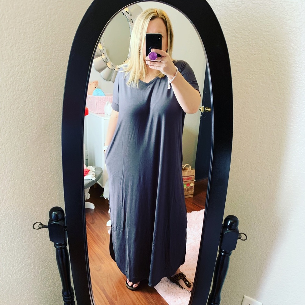 1 2X Left! Ash Grey Maxi Dress!